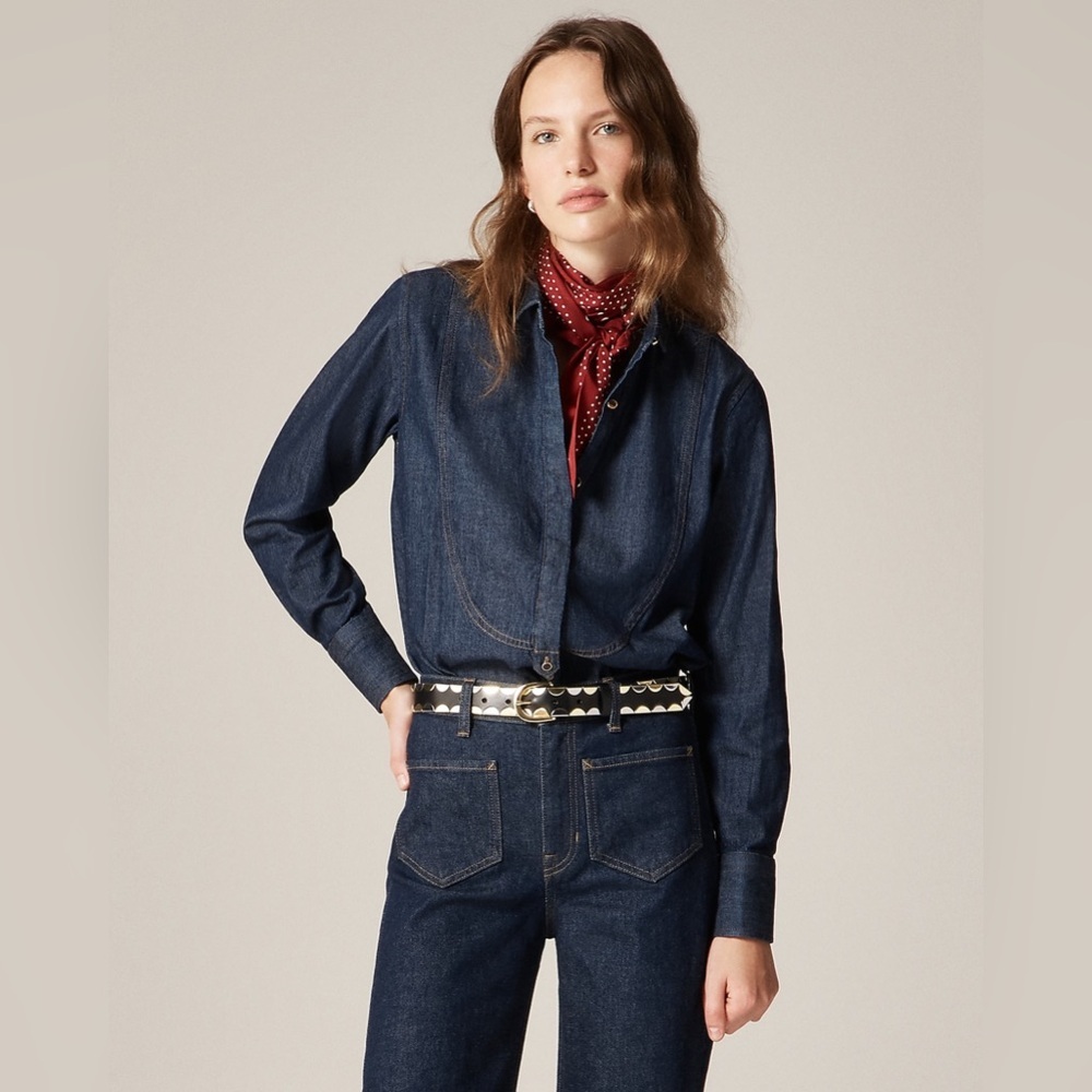 J Crew Jules tuxedo shirt in denim CP643